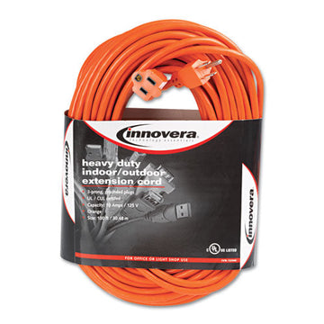 Innovera® Indoor/Outdoor Extension Cord, 100 ft, 10 A, Orange