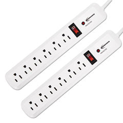 Innovera® Surge Protector, 6 AC Outlets, 4 ft Cord, 540 J, White, 2/Pack