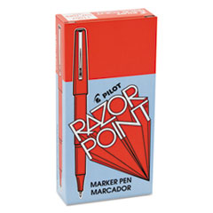 Pilot® Razor Point Fine Line Porous Point Pen, Stick, Extra-Fine 0.3 mm, Red Ink, Red Barrel, Dozen