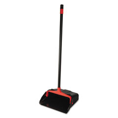 O-Cedar® Commercial Maxi-Plus Lobby Dust Pan with Rear Wheels, 13 x 35, 30" Handle, Plastic, Black, 6/Carton