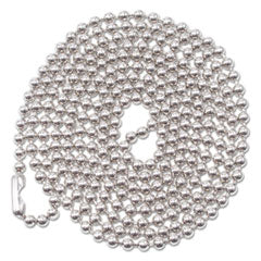 Advantus ID Badge Holder Chain, Metal Ball Chain Fastener, 36" Long, Nickel Plated, 100/Box