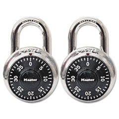 Master Lock® Combination Lock, Stainless Steel, 1.87" Wide, Silver/Black, 2/Pack