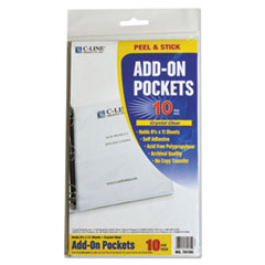 C-Line® Peel and Stick Add-On Filing Pockets, 25", 11 x 8.5, 10/Pack