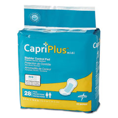 Capri Plus Bladder Control Pads, Extra Plus, 6.5" x 13.5", 28/Pack, 6/Carton