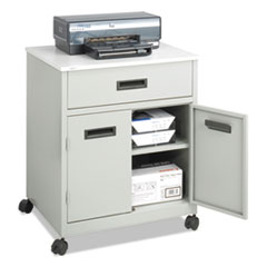 Safco® Steel Machine Stand with Pullout Drawer, Engineered Wood, 3 Shelves, 1 Drawer, 25" x 20" x 29.75", Gray