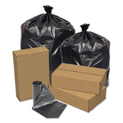 Pitt Plastics Eco Strong Can Liners, 45 gal, 1.5 mil, 40" x 46", Black, 100/Carton