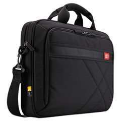 Case Logic® Diamond Briefcase, Fits Devices Up to 15.6", Polyester, 16.1 x 3.1 x 11.4, Black