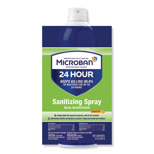 Microban® 24-Hour Disinfectant Sanitizing Spray, Citrus, 15 oz Aerosol Spray