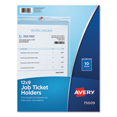 Avery® Job Ticket Holders, Heavy Gauge Vinyl, 9 x 12, Clear, 10/Pack