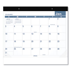 AT-A-GLANCE® Easy-to-Read Monthly Desk Pad, 22 x 17, White/Blue Sheets, Black Binding, Clear Corners,