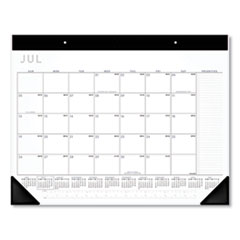 AT-A-GLANCE® Academic Monthly Desk Pad, 21.75 x 17, White/Black Sheets, Black Binding/Corners,