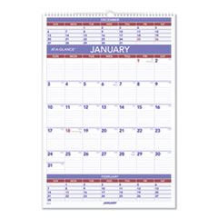 AT-A-GLANCE® Three-Month Wall Calendar, 15.5 x 22.75, White Sheets