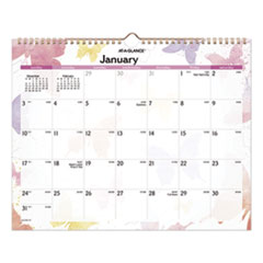 AT-A-GLANCE® Watercolors Recycled Monthly Wall Calendar, Watercolors Artwork, 15 x 12, White/Multicolor Sheets,