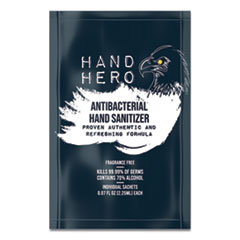 HAND HERO Antibacterial Sachet Gel Hand Sanitizer, 0.07 oz, Unscented, 50/Box