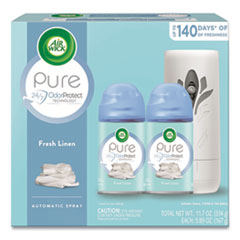 Air Wick® Freshmatic Ultra Automatic Pure Starter Kit, 3.19 x 8.44 x 7.75, White/Gray, Fresh Linen, 4/Carton