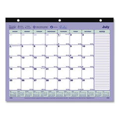 Brownline® Academic 13-Month Desk Pad Calendar, 11 x 8.5, Black Binding, 13-Month (July to July): 2022 to 2023