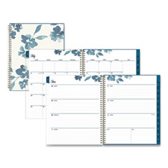 Blue Sky® Bakah Blue Academic Year Weekly/Monthly Planner, Floral Artwork, 11 x 8.5, Blue/White Cover, 12-Month (July-June): 2022-2023