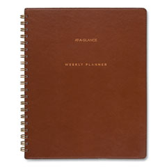 AT-A-GLANCE® Signature Collection Academic Weekly/Monthly Planners, 11.5 x 8, Distressed Brown Cover,