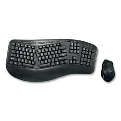 Adesso WKB1500GB Wireless Ergonomic Keyboard and Mouse, 2.4 GHz Frequency/30 ft Wireless Range, Black