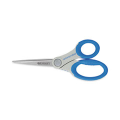 Westcott® Scissors with Antimicrobial Protection, 8" Long, 3.5" Cut Length, Blue Straight Handle