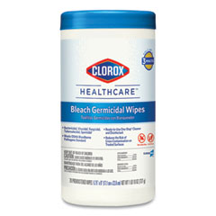 Bleach Germicidal Wipes, 1-Ply, 6.75 x 9, Unscented, White, 70/Canister