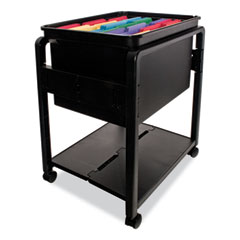 Advantus Folding Mobile File Cart, Plastic, 1 Shelf, 1 Bin, 14.5" x 18.5" x 21.75", Black