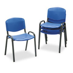 Safco® Stacking Chair, Supports Up to 250 lb, 18" Seat Height, Blue Seat, Blue Back, Black Base, 4/Carton