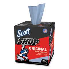 Shop Towels, POP-UP Box, 1-Ply, 9 x 12, Blue, 200/Box, 8 Boxes/Carton