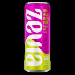 Zevia® Zero Sugar Naturally Sweetened Energy Drink, Raspberry Lime, 12 oz Can, 12/Carton