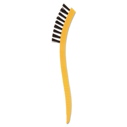 Rubbermaid® Commercial Synthetic-Fill Tile and Grout Brush, Black Plastic Bristles, 2.5" Brush, 8.5" Yellow Plastic Handle