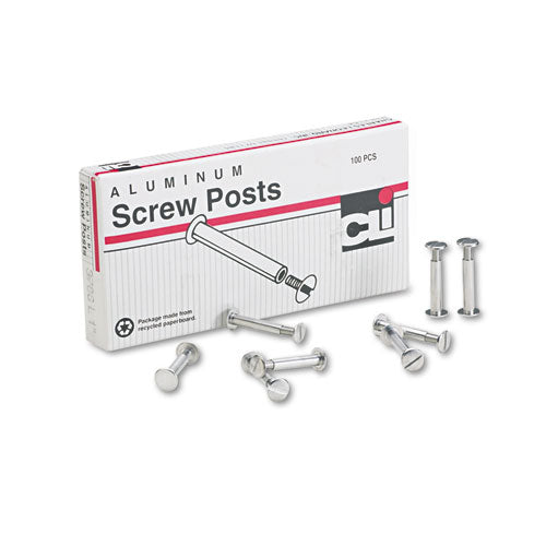 Charles Leonard® Post Binder Aluminum Screw Posts, 0.19" Diameter, 1" Long, 100/Box