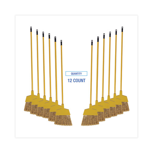 Boardwalk® Poly Bristle Angler Broom, 53" Handle, Yellow, 12/Carton